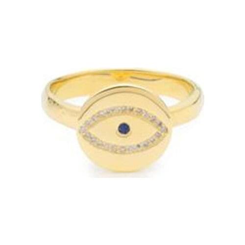 2021 cross border ring copper plating 14K real gold disc grain zircon devils eye closed ring bracelet available for wholesale