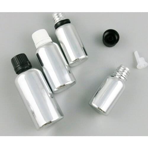 360 x 5ml 10ml 20ml 30ml 50ml 100ml Essential Oil Silver Plating Glass Bottle Black White Cap for Liquid Reagent Pipette Lock
