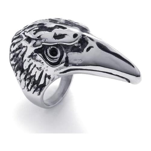 43mm Fashion Personality Delicate Bird Head Stainless Steel Rings Charm Punk Men Ring Handsome Jewelry 075690