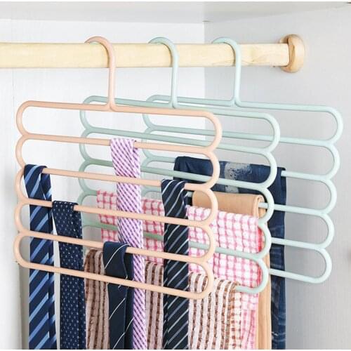 5-Tier Trousers Holder Hook Scarf Wraps Shawl Ties Storage Hanger Wardrobe Shelf closet clothes hanger ties scarf shawl storage