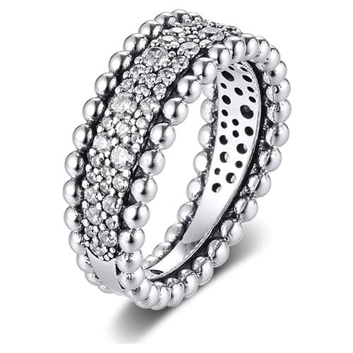 Beaded Pave Band Rings 100% 925 Sterling-Silver-Jewelry Free Shipping