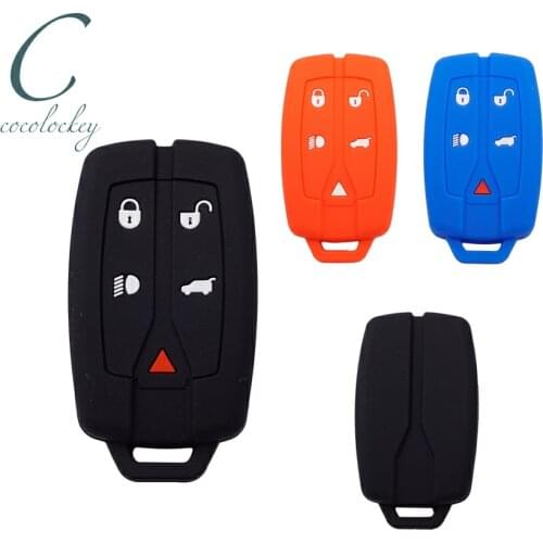 Cocolockey Silicone Rubber Smart Car Key Cover Fit for Land Rover LR2 2008-2011 5Buttons Remote Key Fob Case Car Styling