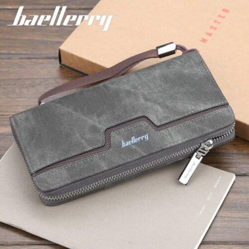 Baellerry Men Long Wallets Zipper Card Holder PU Leather Clutch Business Casual Purse for Male Coin Pockets carteras de hombre