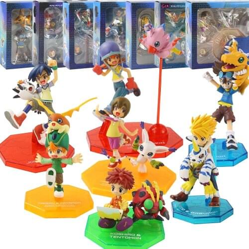 9-13cm Digimon Adventure Yagami Taichi Agumon Ishida Yamato Gabumon Gomamon Piyomon Patamon Tailmon PVC Action Figure Model Toys