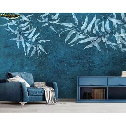 Beibehang Custom photo wallpaper mural Nordic minimalist small fresh green leaves watercolor style background wall 3D wallpaper