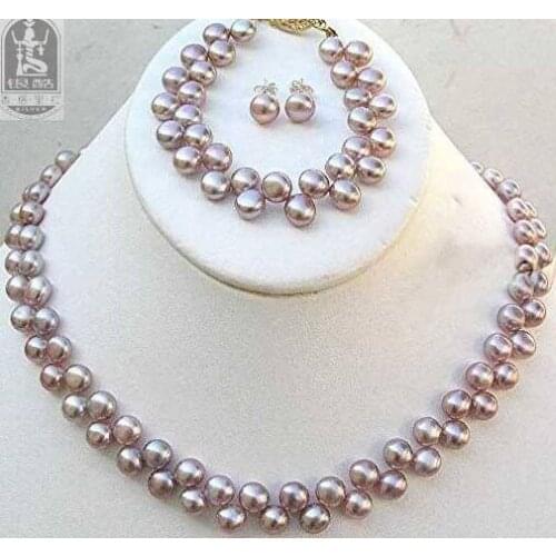 Womens fine AKOYA pearls necklace earrings bracelet set Fashion word mujer for 925 fine quality jewelry -jewelry