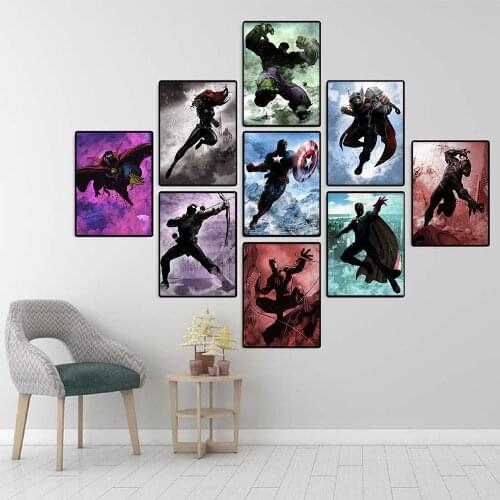 Marvel Avengers Canvas Painting Superhero Spiderman Iron Man Posters Prints Wall Art Pictures for Living Room Home Decoration