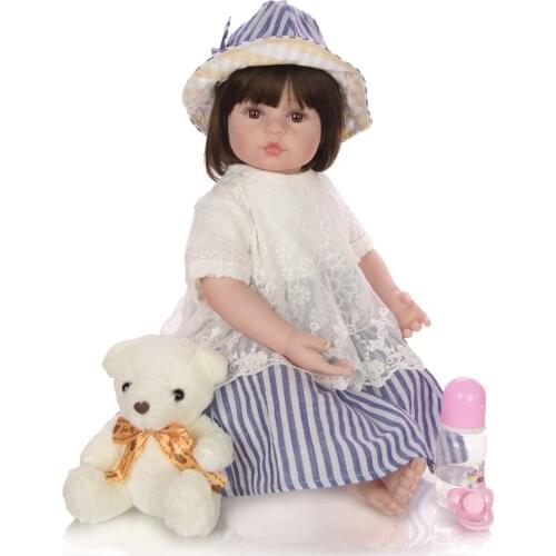 KEIUMI Adorable Silicone Reborn Baby Doll 60cm Charming Reborn toddler girl toys for children xmas gift bebe realista reborn