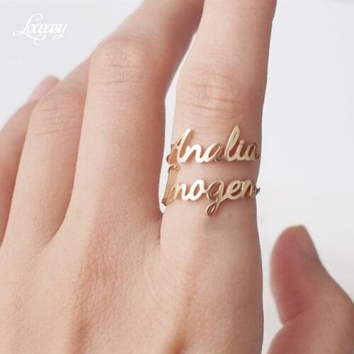 Double Name Ring Custom Two Name Rings Personalized Baby Names Couples Names on Ring New Mom Gift Mother Daughter Family Ring