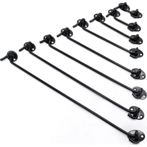 2Pcs Black Stainless Steel Window Lock With Safety Switch Cabin Window Hook Door Eye Latch Silent Catch Holder w/Screws 3-16inch