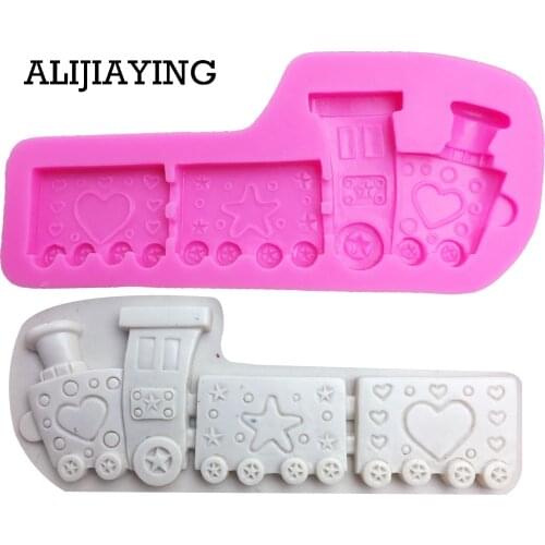 M0087 DIY Cake Mould Sugar Cartoon Train Silicone Mold Cooking Baking mould Cake Decorating Tools