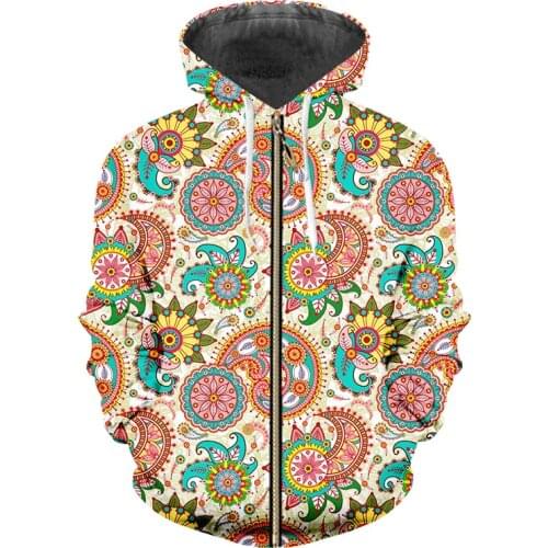 UJWI FLowing 3D Cashew Flowers Hoodie Men Zip Hoody Zipper Tracksuit Groot Sweatshirt Jacket Pullover Coat Streatwear DropShip