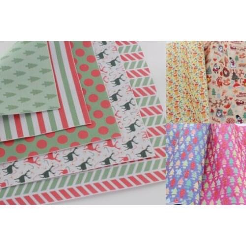 Pretty 10 Designs Merry Christmas Deer Santa Claus Tree Printed Nonwoven Polyester Felt Fieltro feltro 15x15cm