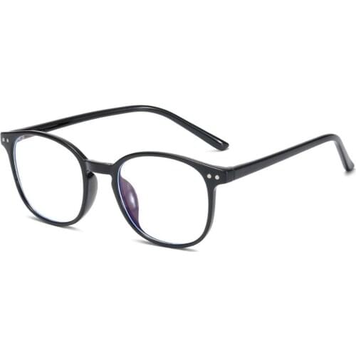 New Retro Round Glasses Frames Womens Anti-blue Light Spectacles Black Plastic Eyewear Trends Of Fashion Meter Nail Flat Mirror