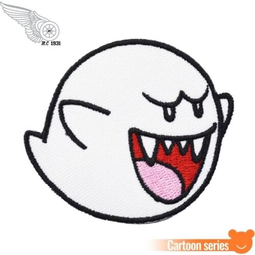 NEW ARRIVAL GHOST BOO SUPER MARIO GAME EMBROIDERED PATCH IRON ON/ SEW ON CLOTHING CARTOON EMBROIDERY PATCH BADGE FREE SHIPPING