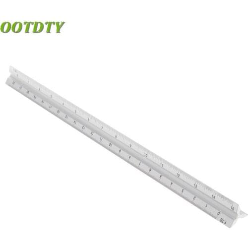 OOTDTY 30cm Aluminium Metal Triangle Scale Architect Engineer Technical Ruler 12