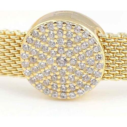 Original Gold Color Shine Reflexions Dazzling Elegance Clip Beads Fit 925 Sterling Silver Charm Bracelet Diy Jewelry