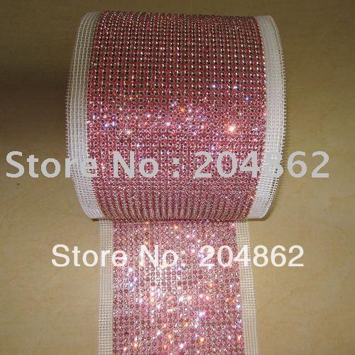 10yards 24 rows ROSE Crystal Rhinestone mesh trimming diamante ribbon banding cake trim For Garment Furniture Wedding decoration