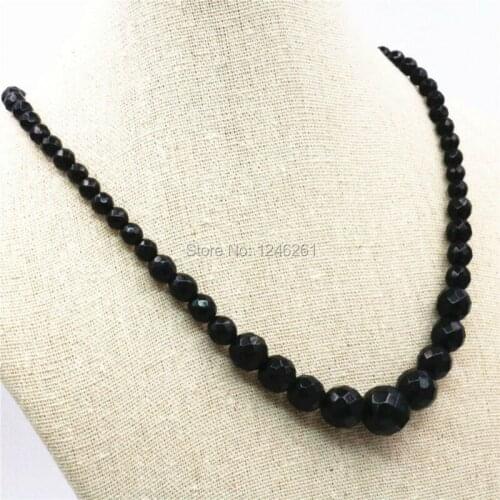 6-14mm Accessories Black Onyx Tower Necklace Chain Women Girls Christmas Gifts Stone Faceted Hand Made DIY Jewelry making Design