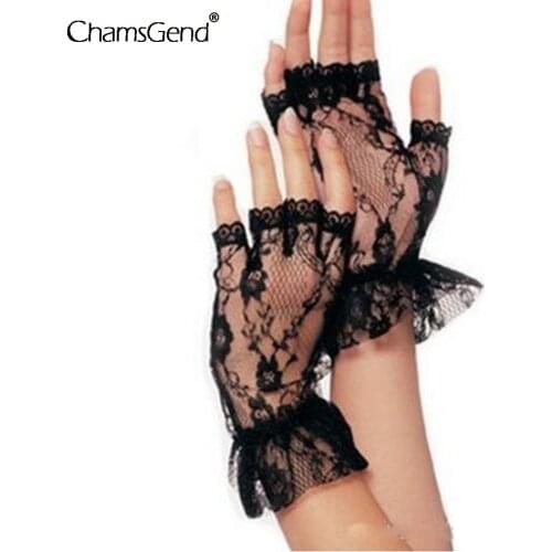 Gloves Ladies Short Black Lace Fingerless Gloves Net Goth Gothic Fancy Dress Wedding Party Gloves Guantes Mujer Luvas