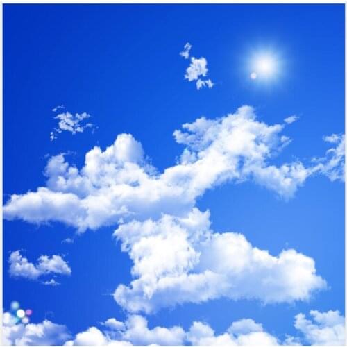 Custom 3D Photo Wallpaper ceilings Fresh and beautiful cherry blossom blue sky and white clouds ceiling mural