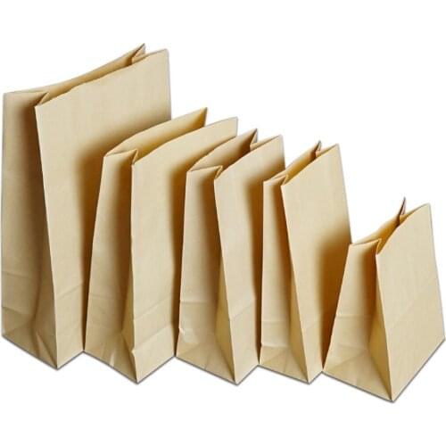 Retail 50Pcs/Lot Brown White Kraft Paper Bags Gift Baked Food Bread Party Dessert Packaging Kraft Snack Chocolate Package Bag