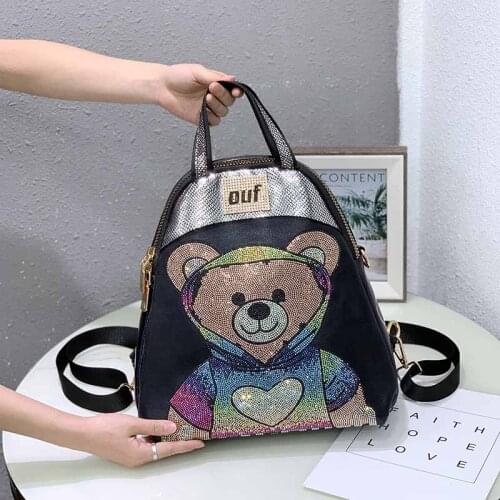 Mochilas Rhinestones Bear Backpack Women 2021 New Multi-purpose Bag Women Fashion All-match One-shoulder Luxury Backpacks