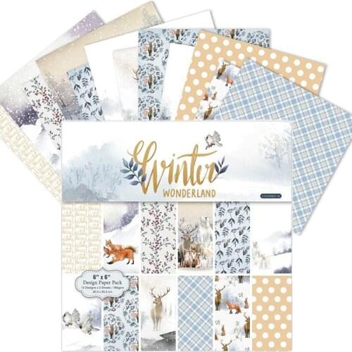 Scrapbooking Paper Pack Winter Wonderland Background Pad DIY Scrapbook Card Making Origami Handmade Craft Paper Craft 24 Sheets