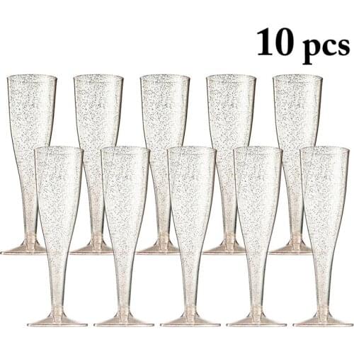 10pcs Fashion Party Plastic Champagne Flute Creative Disposable Plastic Cup Champagne Glass For Birthday Party Wedding