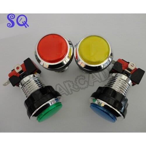 100 pcs Silver Plated Illuminated Chrome Button with microswitch for Arcade Game Machine accessories Arcade Cabinet Parts