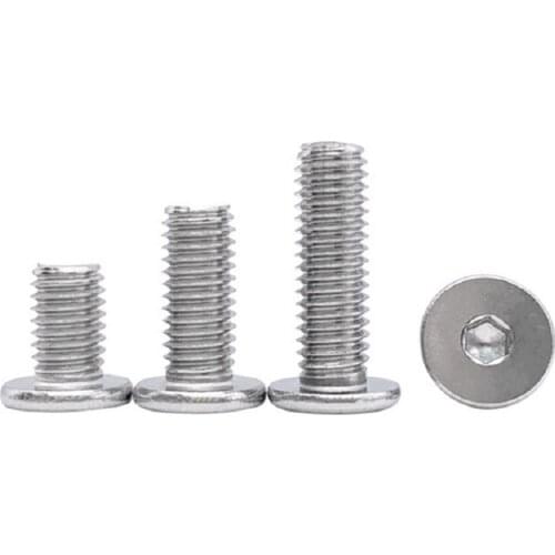 200/100/50/30PCS M2 M2.5 M3 M4 M5 M6 M8x2/3/4/5/6/8/10/12/14/16/18mm CM 304 Stainless steel thin edge flat head hex socket screw