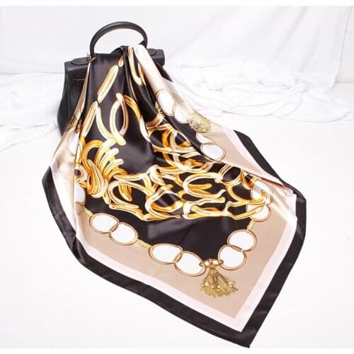 2020 90x90 Keychain Multipurpose women Silk twill scarf Satin square tie Hairband ladies foulard femme towel bufanda shawl
