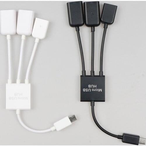 3 In 1 Micro USB Power Charging Host OTG Hub Cable Adapter Splitter Laptop Accessories For Android