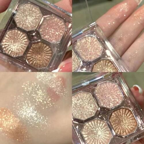4 Color Glitter Metallic Shiny Eyeshadow Palette Shimmer Matte Pearlescent Pigmented Eyeshadow Pallete Cosmetic Makeup Palette