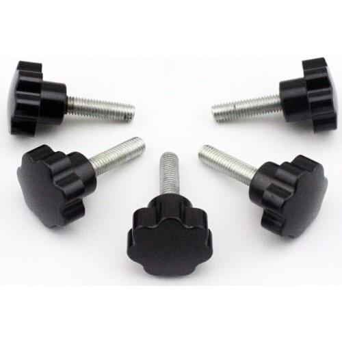 5 pieces M8 x 30mm Male Thread Star Shaped Head Clamping Screw Knob