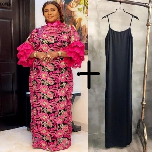 African Dresses for Women 2021 Summer African Women Lace Plus Size Long Dress African Clothes Plus Size Clothing for Women