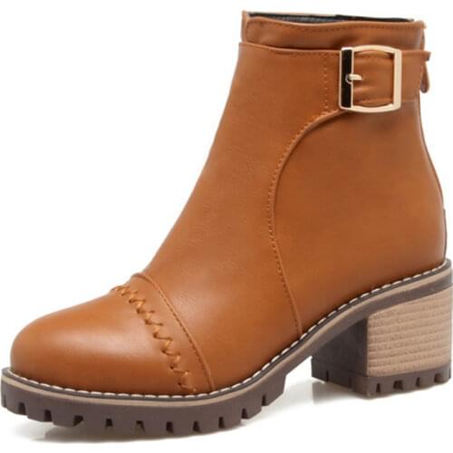Big Size 11 12 13 Europeans and Americans with round head, square heel zipper, short canister Martin boots