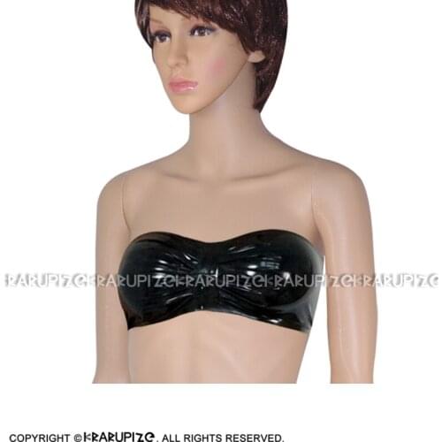 Black Sexy Latex Tube Tops With Frills At Middle Bra Lingerie Brassieres BRA-0025