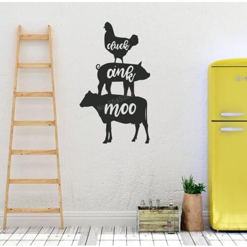Chicken Pig Cow Farmhouse Home Decorating Kitchen Waterproof Wall Stickers Removable Wall Art Vinyl Decal Wallpaper LL1308