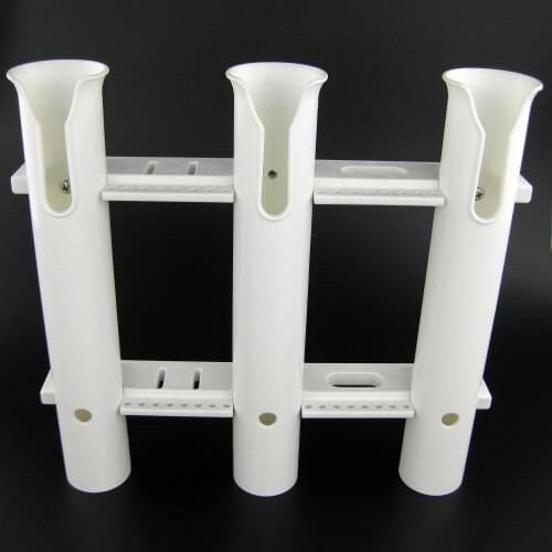 Marine Plastic Rod Holder 3 Tube PP Fishing Rack Rod Holder Socket White