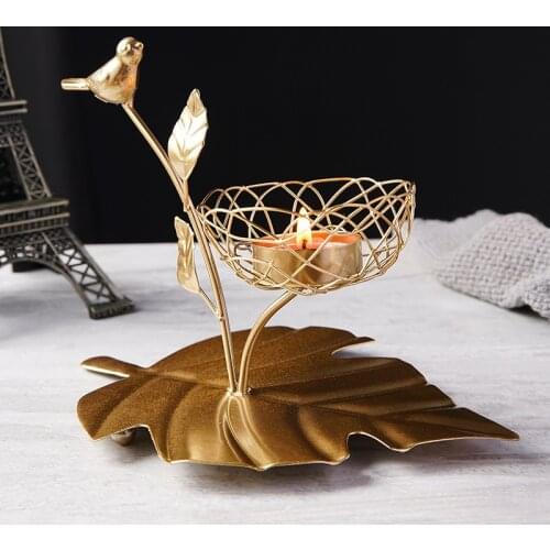 Homelily Decoration Home Candle Holders Luxury Romantic Iron Bird Candlestick Creative Candlelight Dinner Ornaments Candelabros