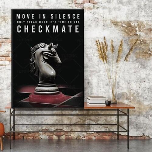 Move in silence, only speak when its time to say checkmate. Wall Art Home Decor Canvas Prints Motivational Chess Poster Paintin