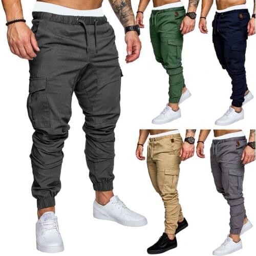 Muti-pockets Mens Joggers Sweatpants Gym Running Pants Men Cargo Sports Trousers Male Fitness Sport gym Jogging Pants Casual