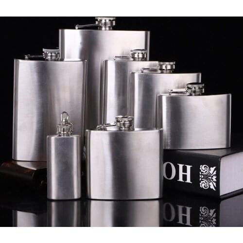 HOOMIN 1oz-10oz Hip Flask Flagon Stainless Steel Vodka Rum Wear And Corrosion Resistance Portable Wine Whisky Pot Bottle