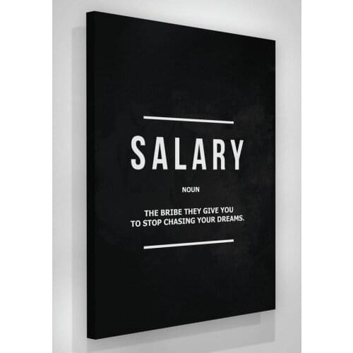 Art Wall HD Prints Salary Pictures Black and White Painting Money Canvas Poster Motionation Words Quotes For Living Room Unframe