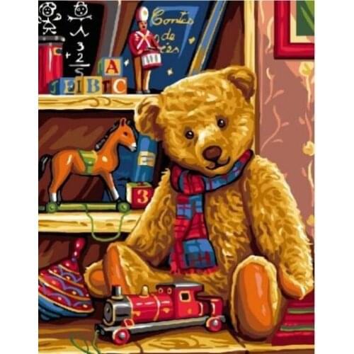 Cioioil-T1234 teddy bear toy DIY Painting By Numbers Acrylic Paint On Canvas Modern Wall Art Picture Coloring By Numbers
