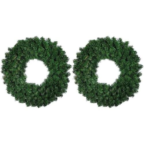 2 Pcs 30cm Artificial Pine Wreath Garland for Front Door Window Fireplace Christmas Decoration