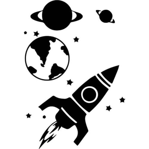 Beautiful Space Rocket Launch Sticker High Quality Car Decoration Personality Pvc Waterproof Decal Black/white, 19cm*13cm