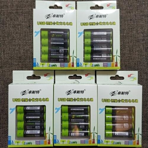 Wholesale 5parks ZNTER 2550mwh 1.5V USB AA 1700mAh AAA 600mah li-polymer rechargeable lithium battery