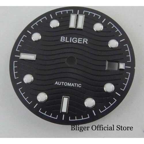 BLIGER 31mm Watch Dial Watch Face Date Window Fit for MIYOTA Automatic Movement Mens Watch Spiral Pattern